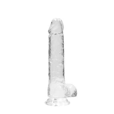 Real Rock Crystal Clear 8" Realistic Dildo With Balls (Transparent)